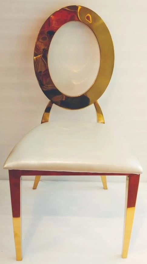 Chair SS Back Oval with Cushion Golden with White Cushion